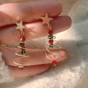 Star Spiral Christmas Earrings
